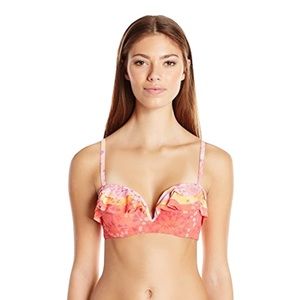 Coco Rave Coral Sparkly Medallion Underwire Bralette Bikini Top